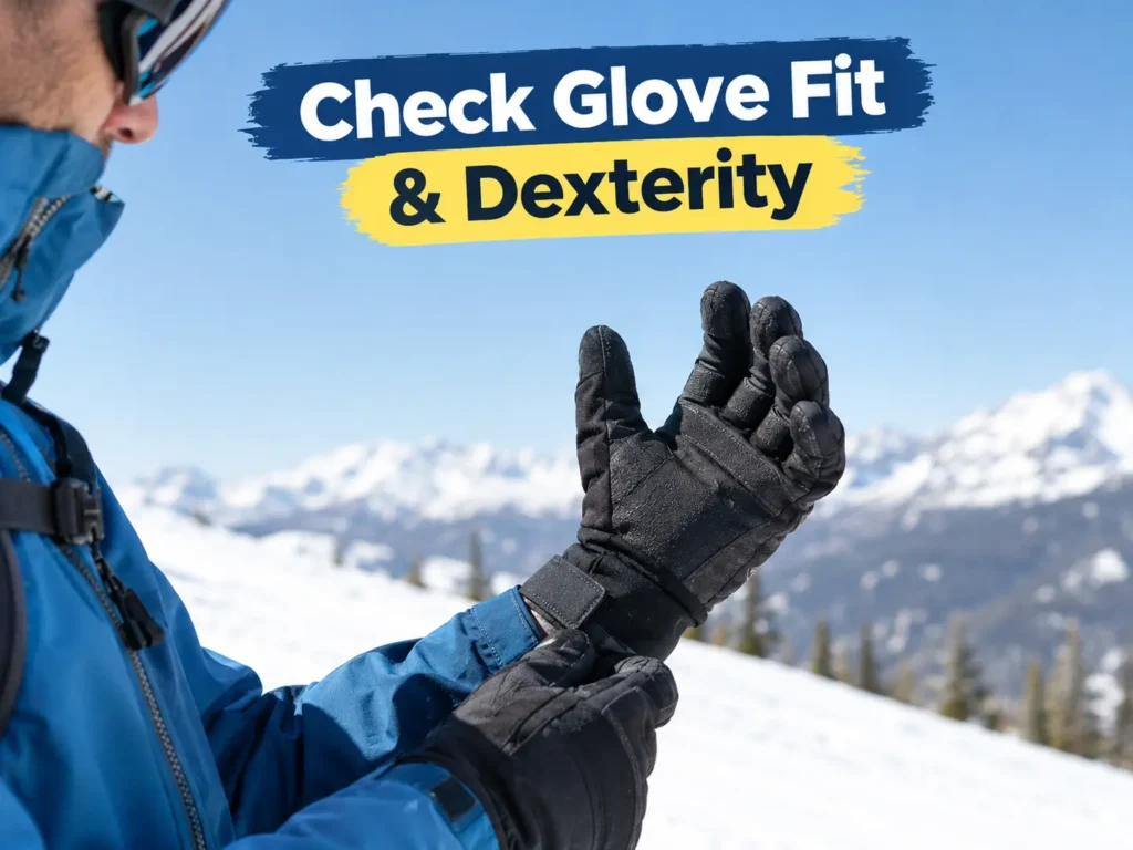Checking glove fit and dexterity for spring skiing