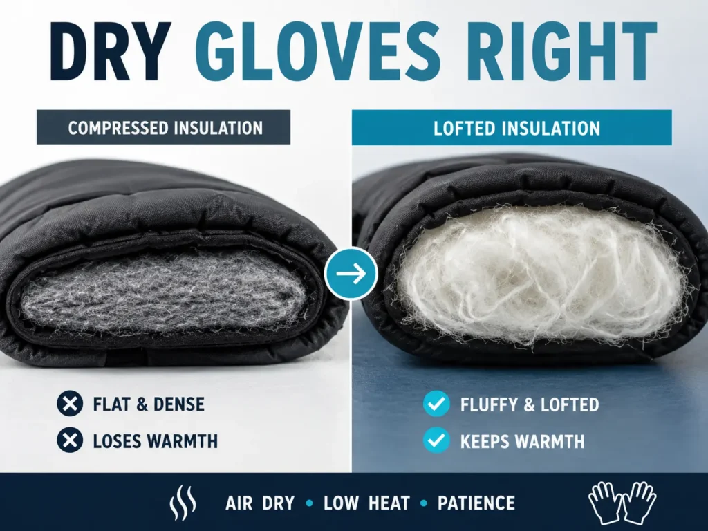 How to dry ski gloves without damaging the insulation
