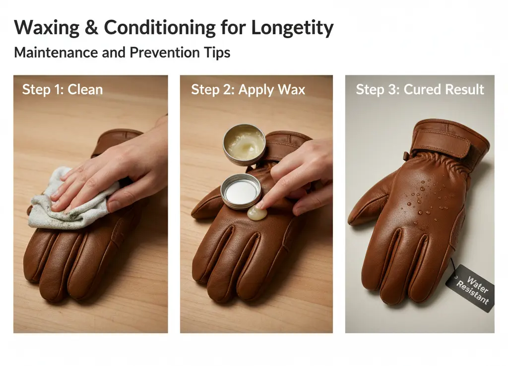 Step-by-step process of waxing and conditioning leather ski gloves for longevity