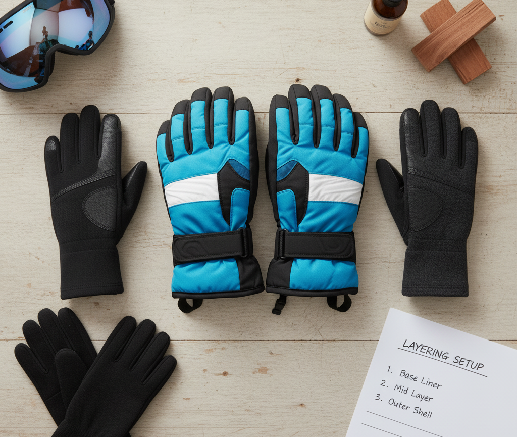 5 Smart Ways on How to Layer Ski Gloves for Extra Warmth Ski glove layering setup with liners and outer gloves