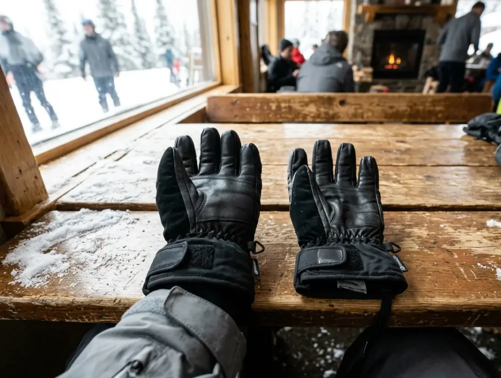 Comparing a properly stored fluffy ski glove with one that suffered insulation compression
