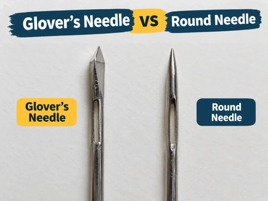 Glover's needle versus standard round sewing needle