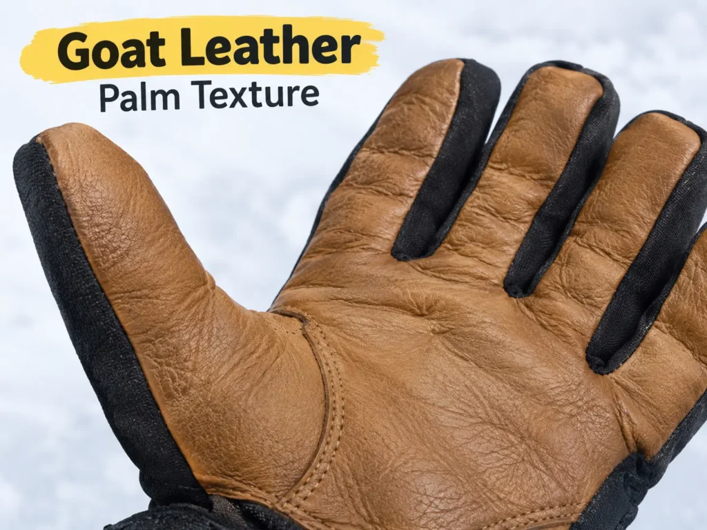 Goat leather ski glove palm texture