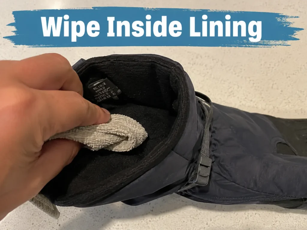 How to prevent ski gloves from smelling — wiping the interior lining with a cloth