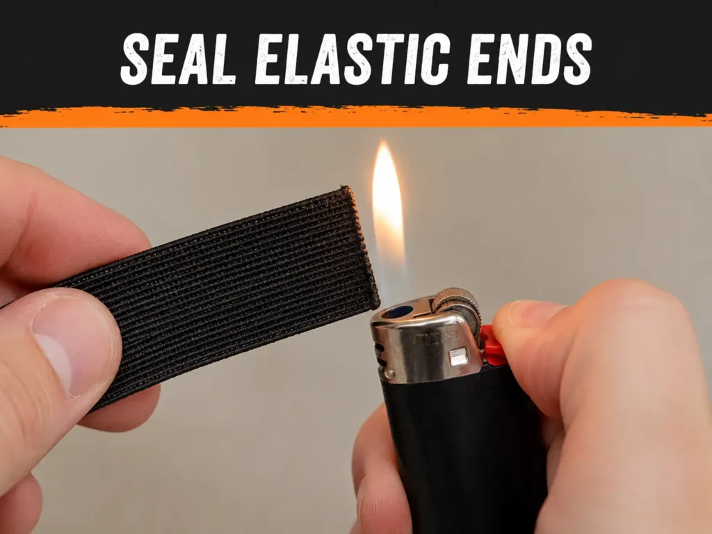 Sealing elastic webbing ends with a lighter
