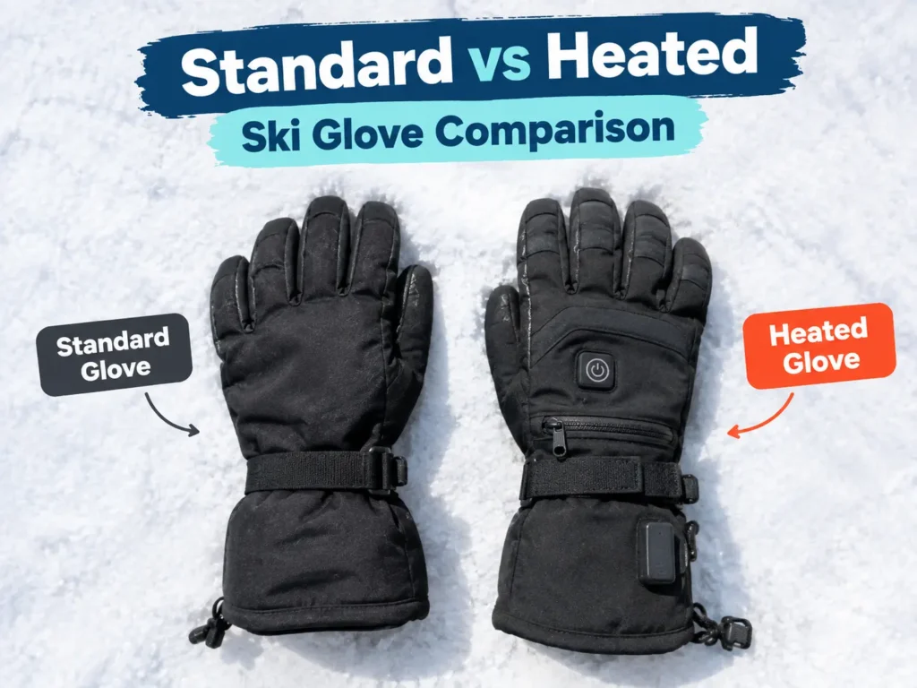 Standard versus heated ski glove comparison