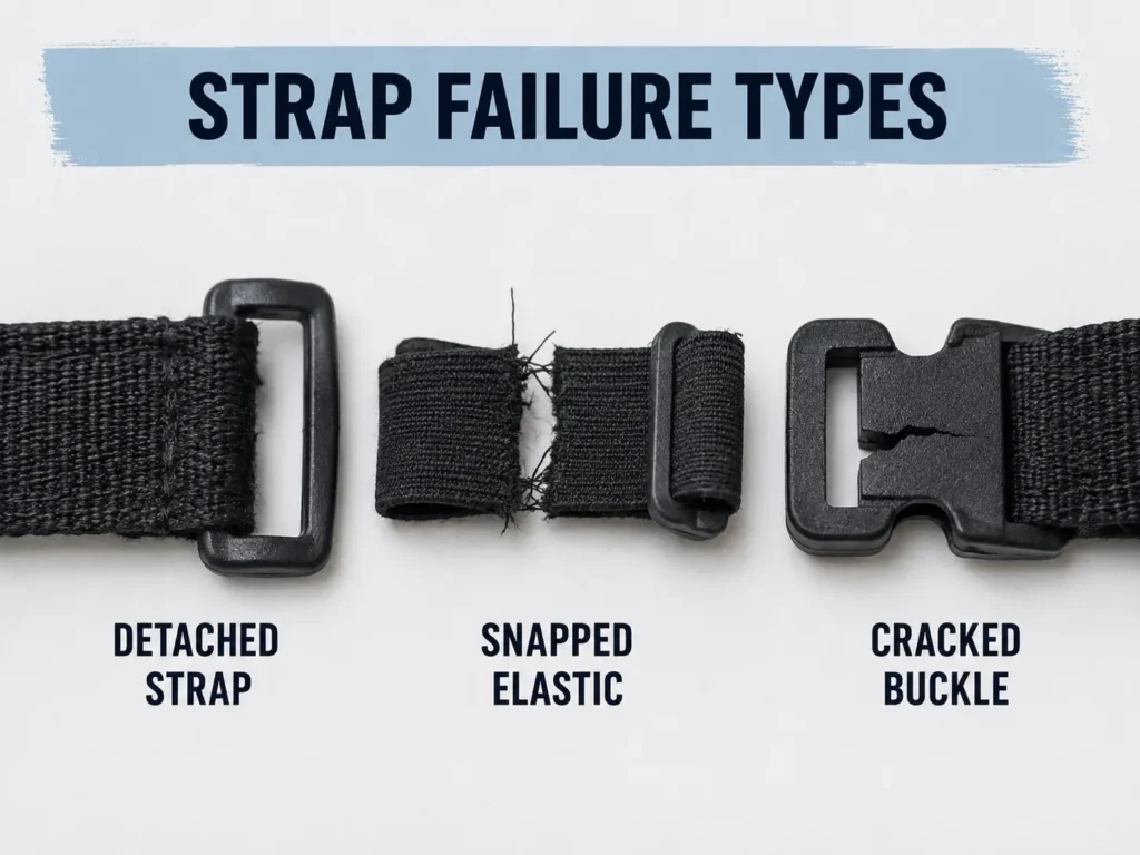 Three types of ski glove strap failure compared