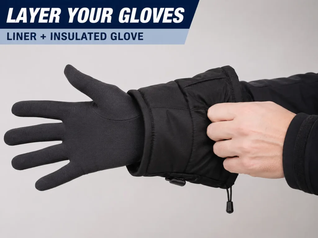 how to layer ski gloves — thin liner worn under an insulated outer glove