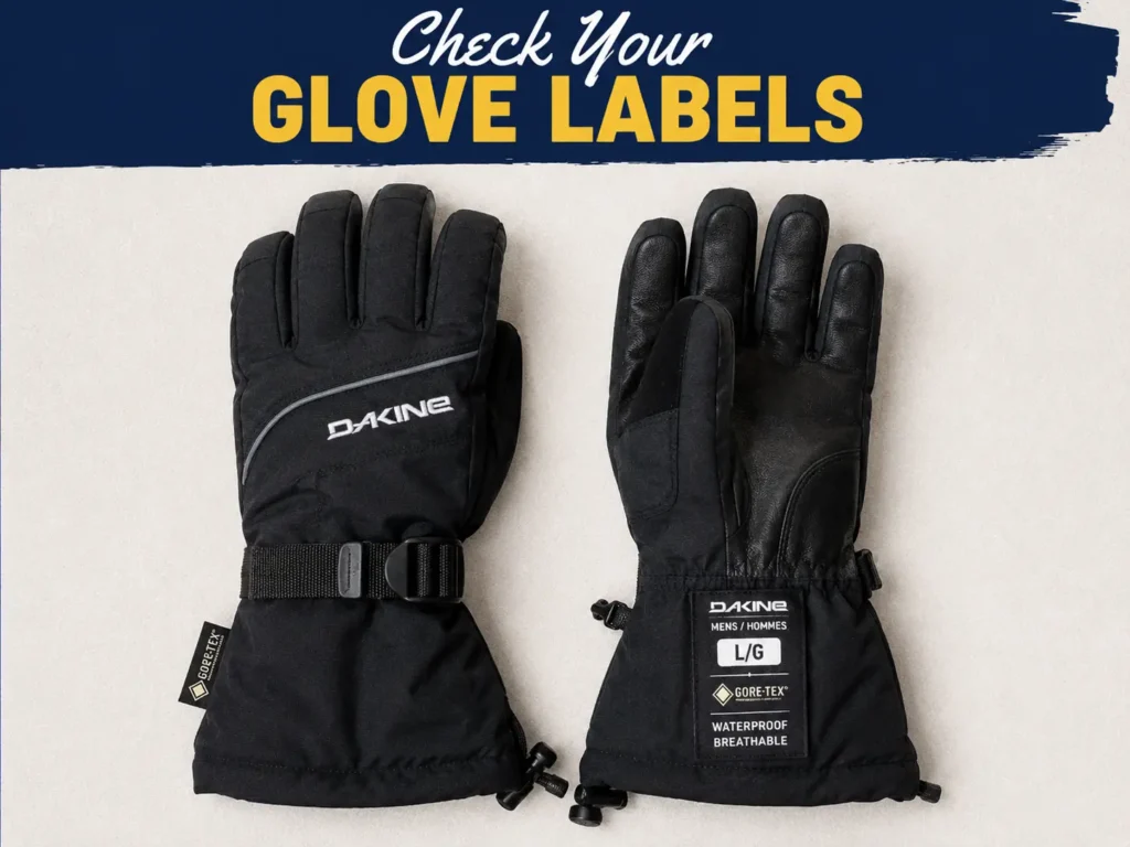 pair of ski gloves with visible manufacturer labels