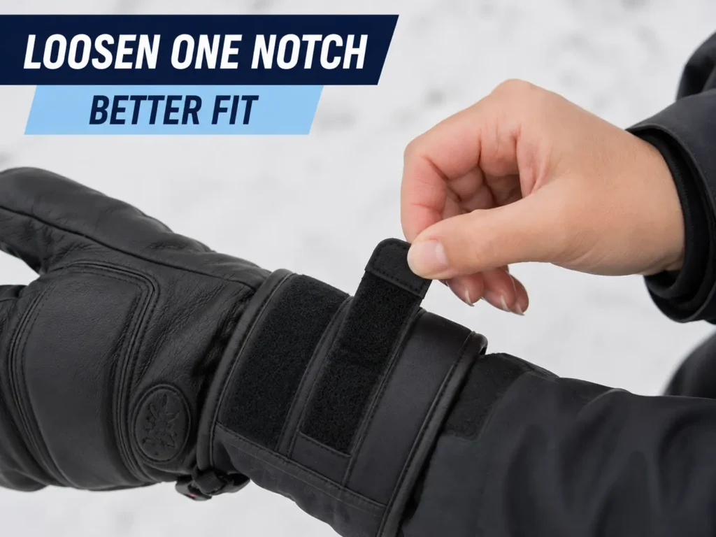 Adjusting a ski glove wrist closure for fit