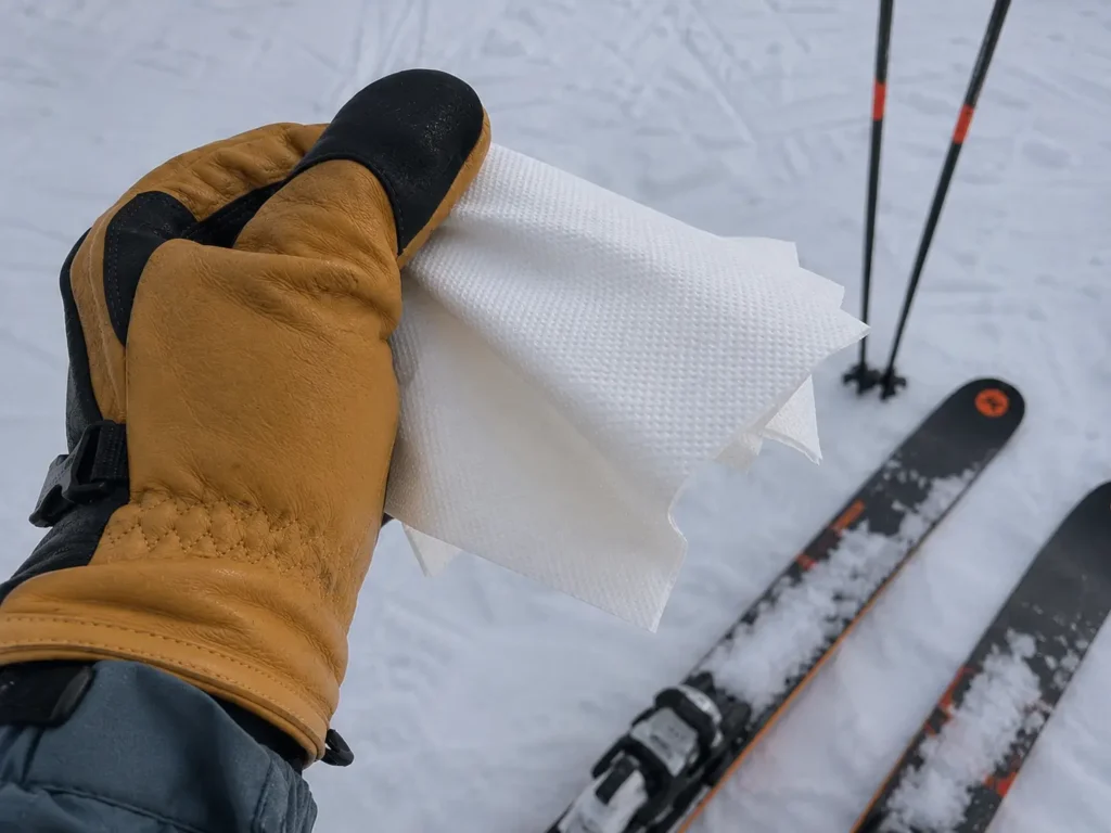 Using a press-cloth test to prove the breathability of pro-level ski glove membranes