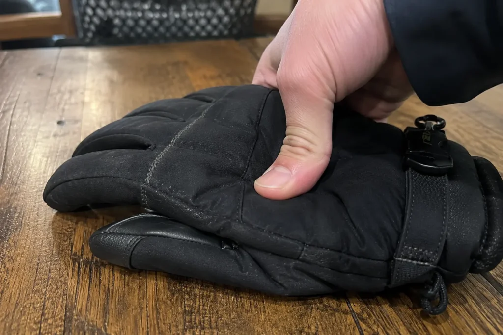 Testing for insulation degradation by checking the loft rebound on a ski glove