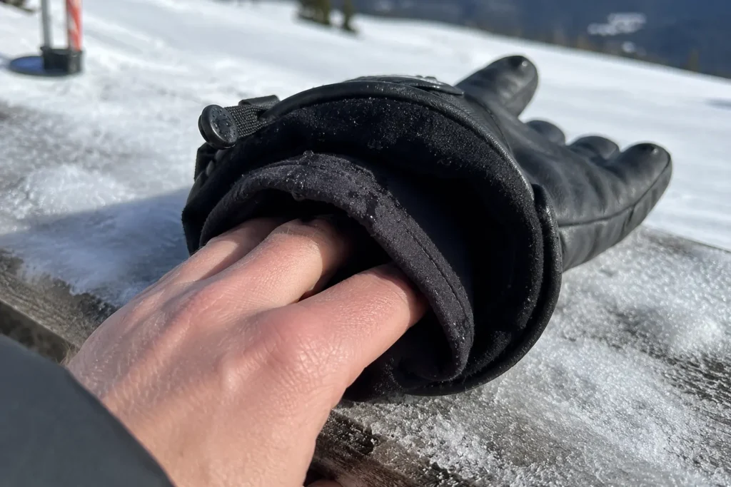 Checking internal lining moisture to learn how to stop sweat from ruining ski gloves