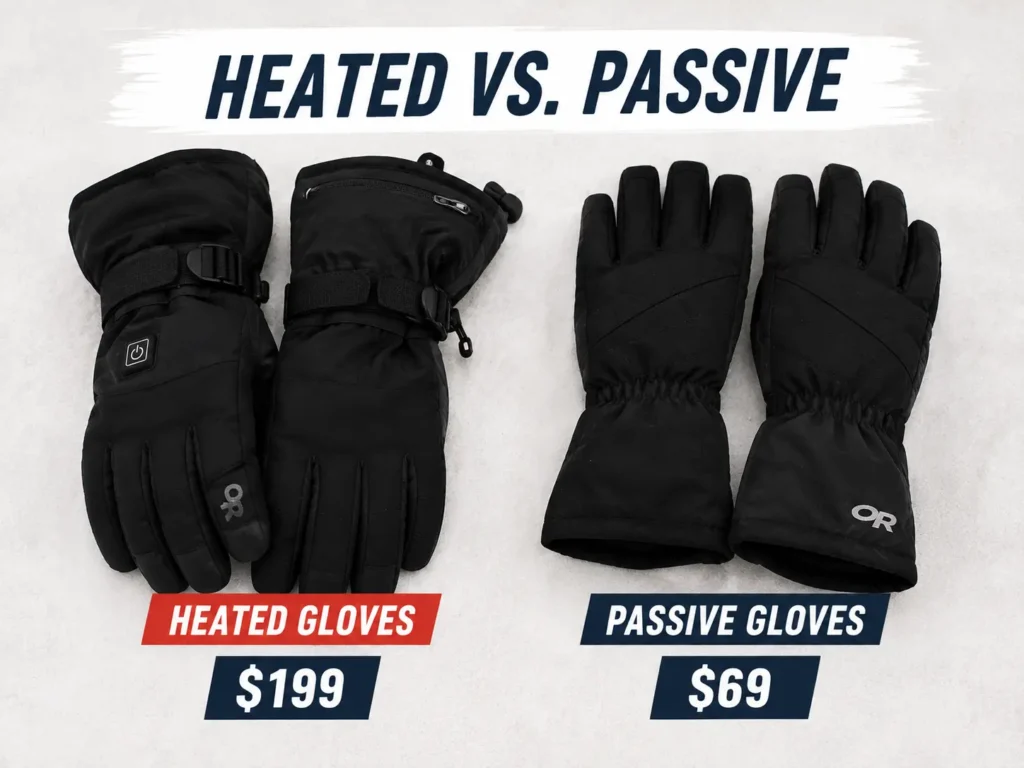 Comparing heated and passive ski glove costs