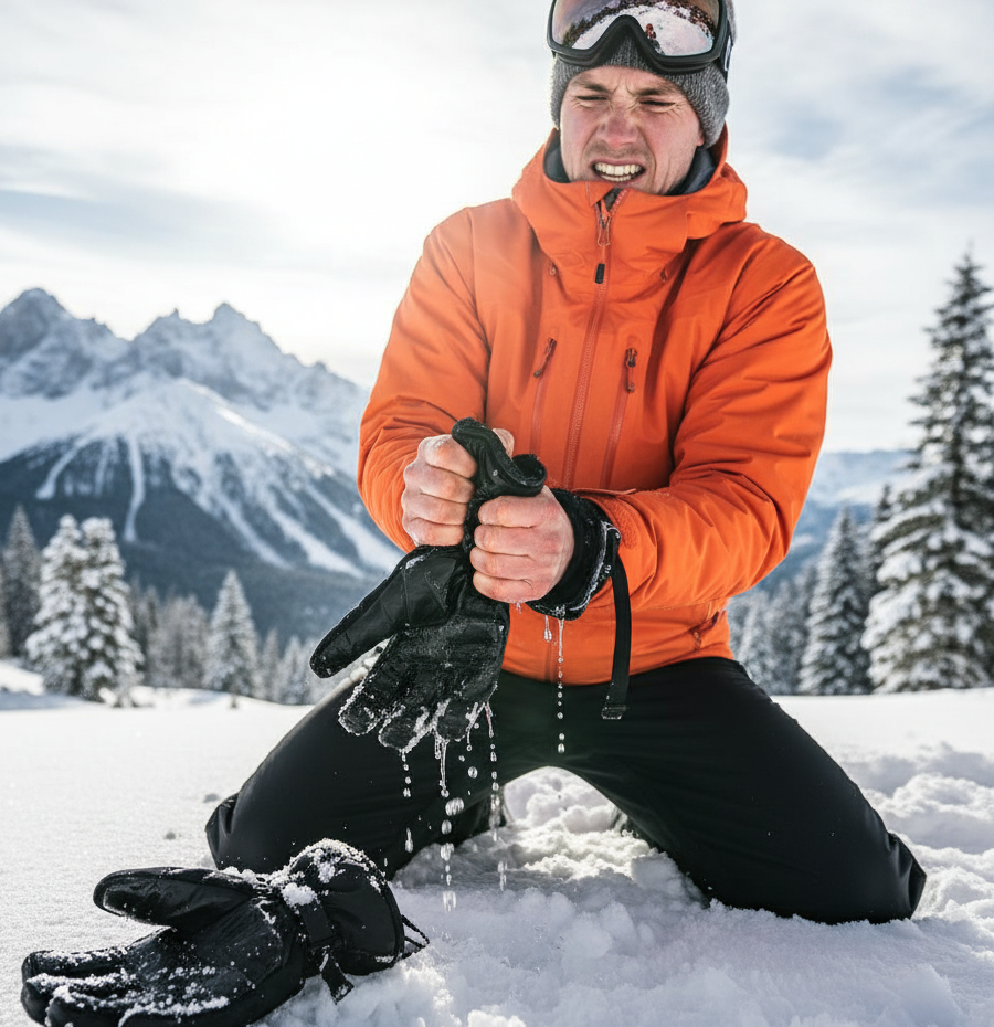 Ski Gloves vs Snowboard Gloves — Which Should You Choose? Ski and snowboard gloves on snowy mountain