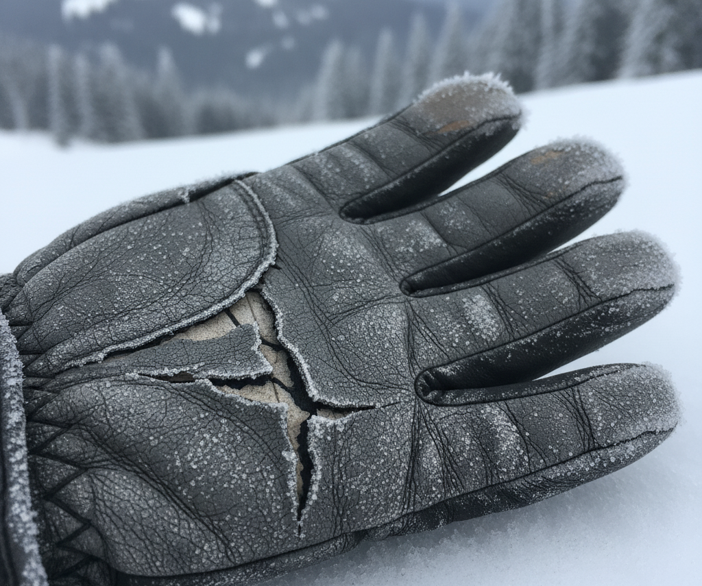 Synthetic leather palm cracking in col