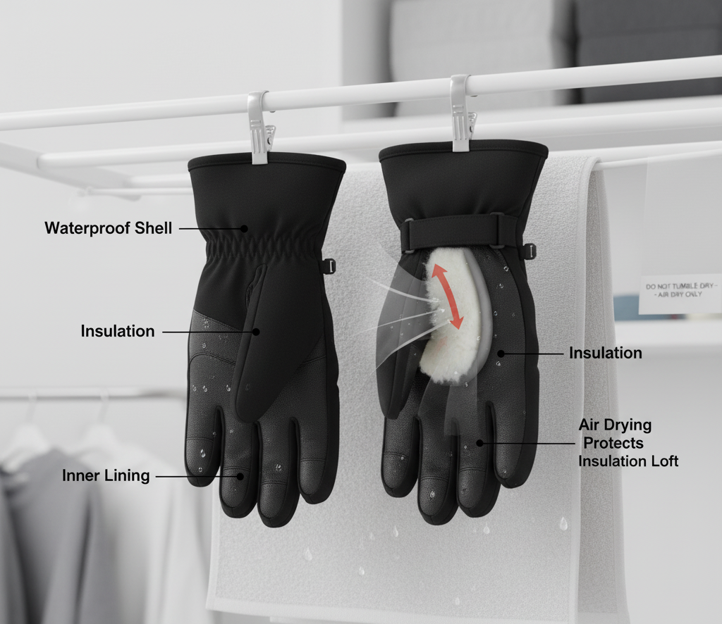 5 Essential Facts & Common Mistakes: How Insulation Works in Ski Gloves ski gloves drying after washing to protect insulation