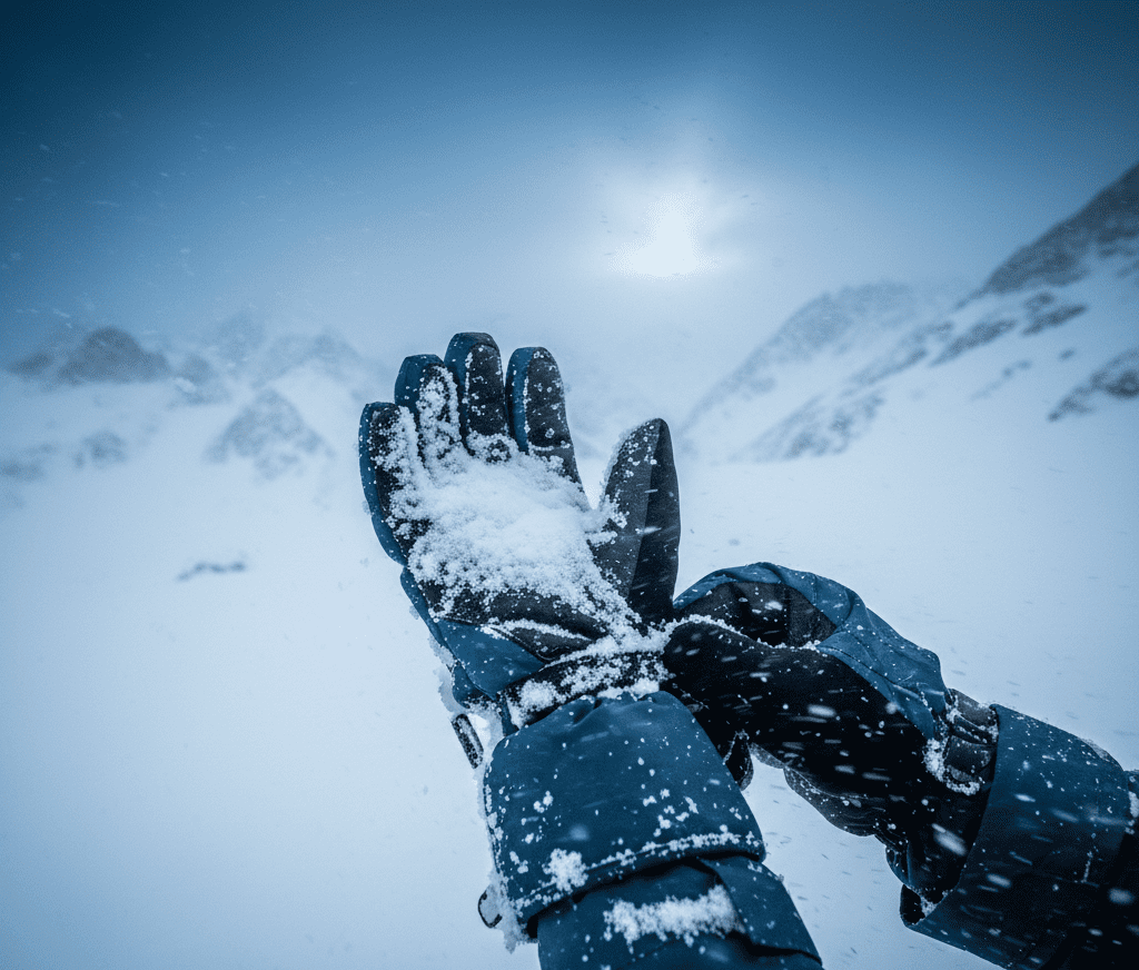 Why ski gloves lose warmth on snowy winter ski slopes