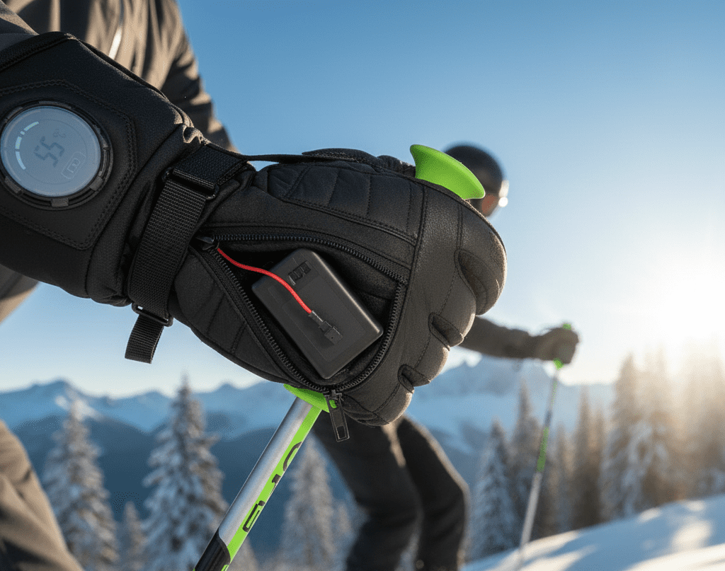 Battery compartment of heated gloves