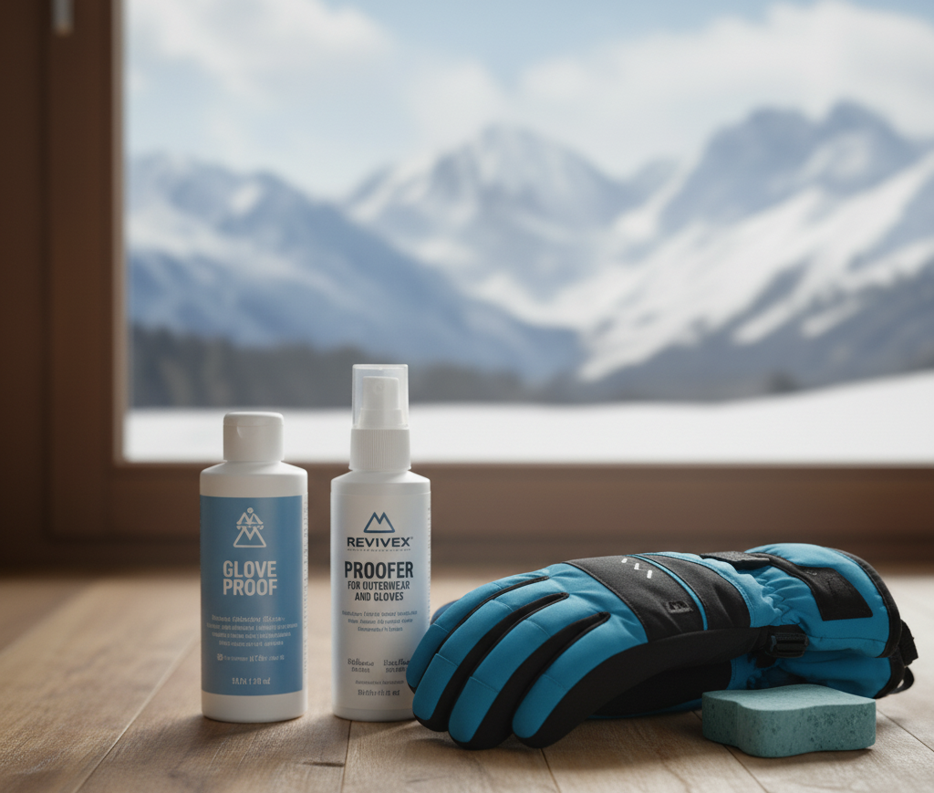 reapplying waterproofing to maintain ski glove performance