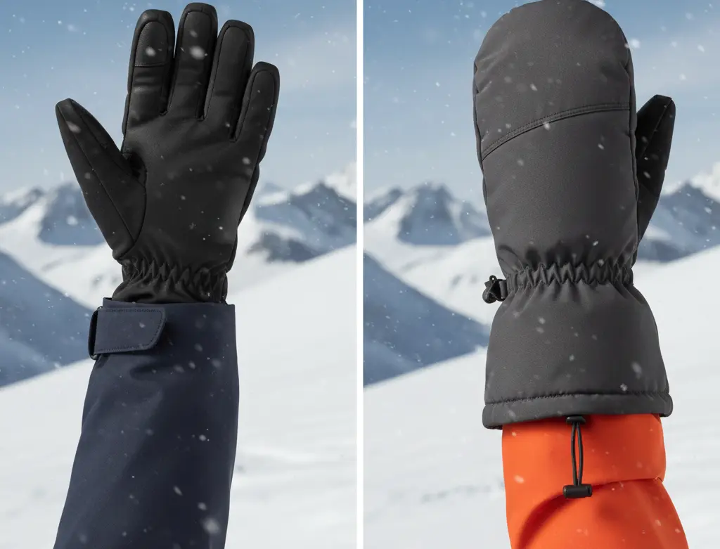 Comparison of under-cuff and gauntlet style ski gloves for snow protection