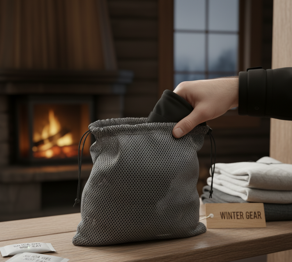 Proper ski glove storage to prevent moisture and mold