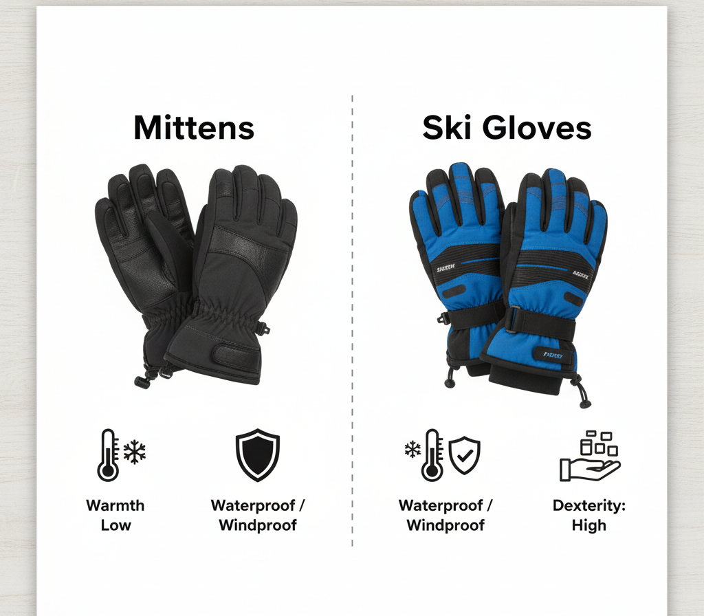 Mittens vs Ski Gloves for Skiing: 7 Powerful Pros and Cons You Must Know Comparison chart of mittens vs ski gloves”