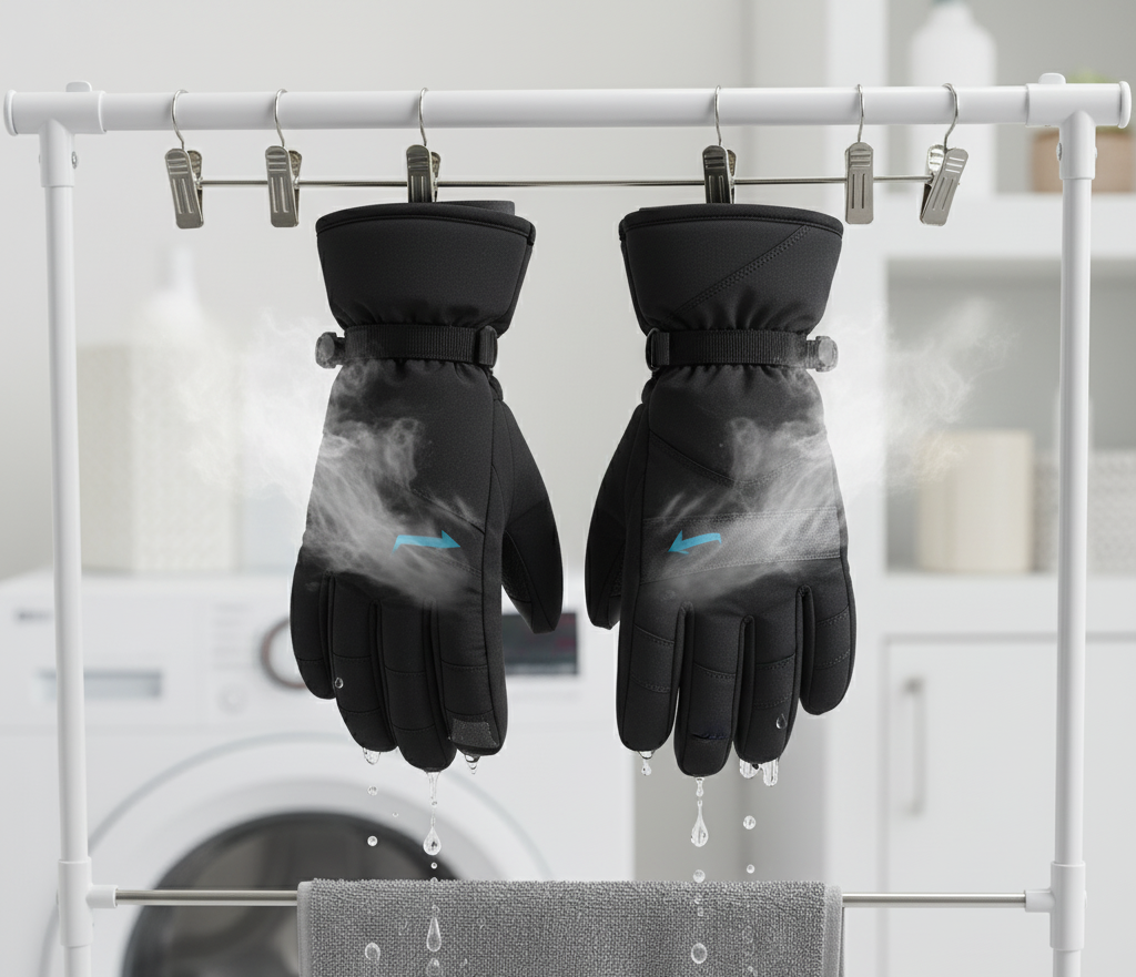 Breathable gloves drying after use