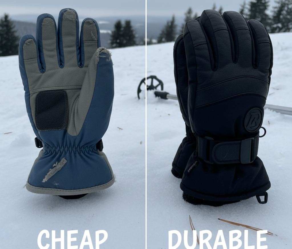 Comparison of cheap vs durable ski gloves