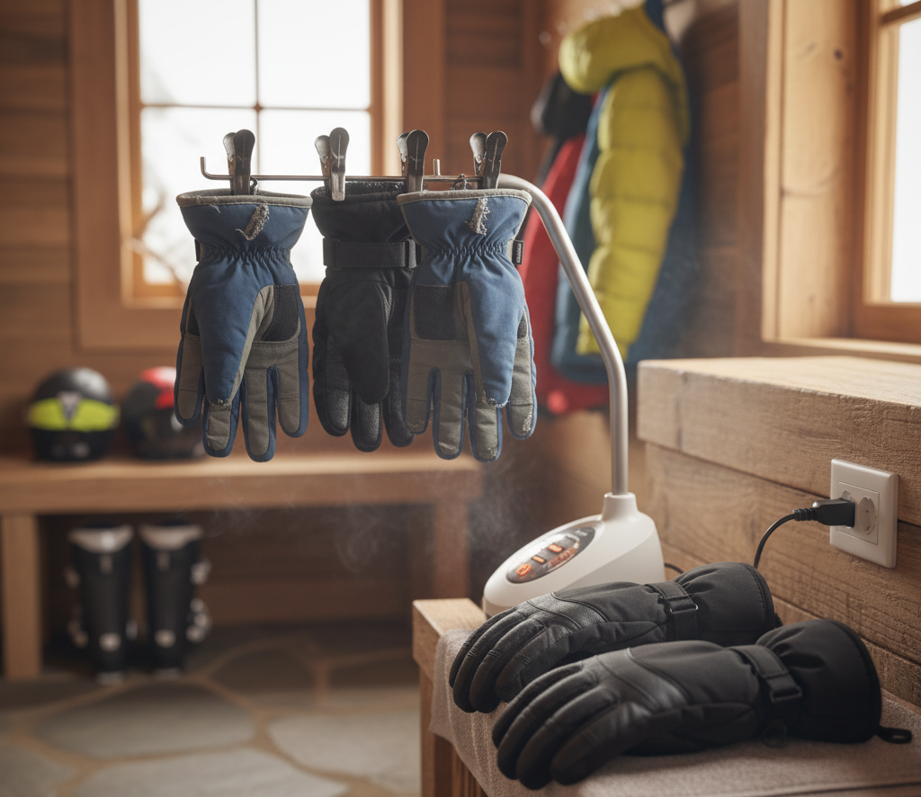Drying ski gloves properly
