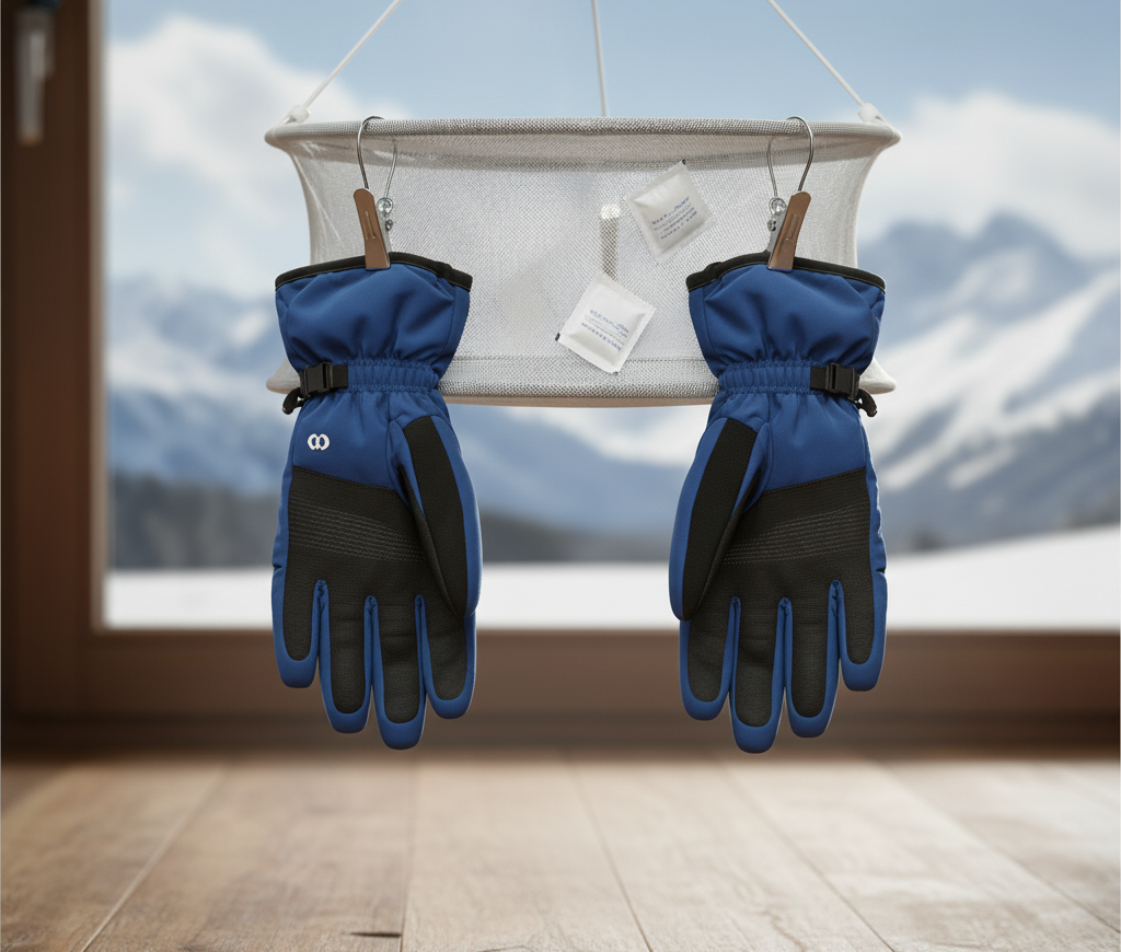air drying ski gloves to prevent moisture buildup and odor