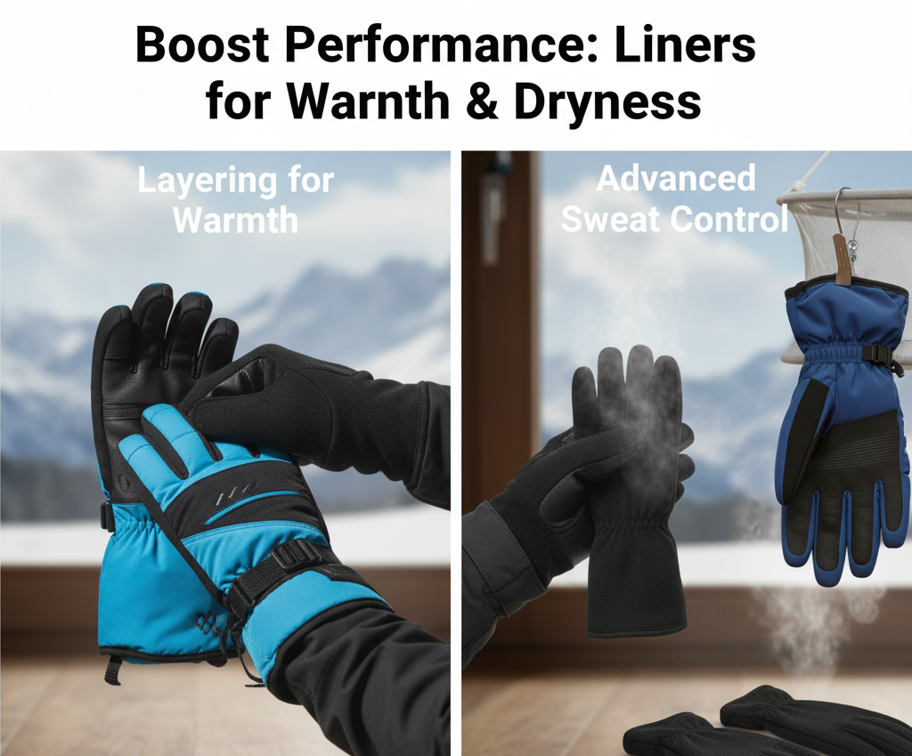 using glove liners to improve ski glove warmth and sweat control