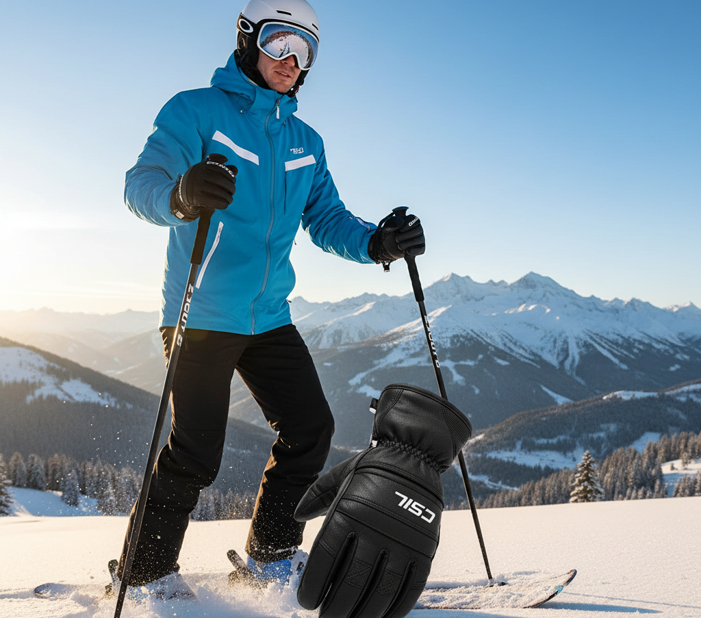 How Often Should You Replace Ski Gloves? skier wearing new ski gloves ready for fresh winter season