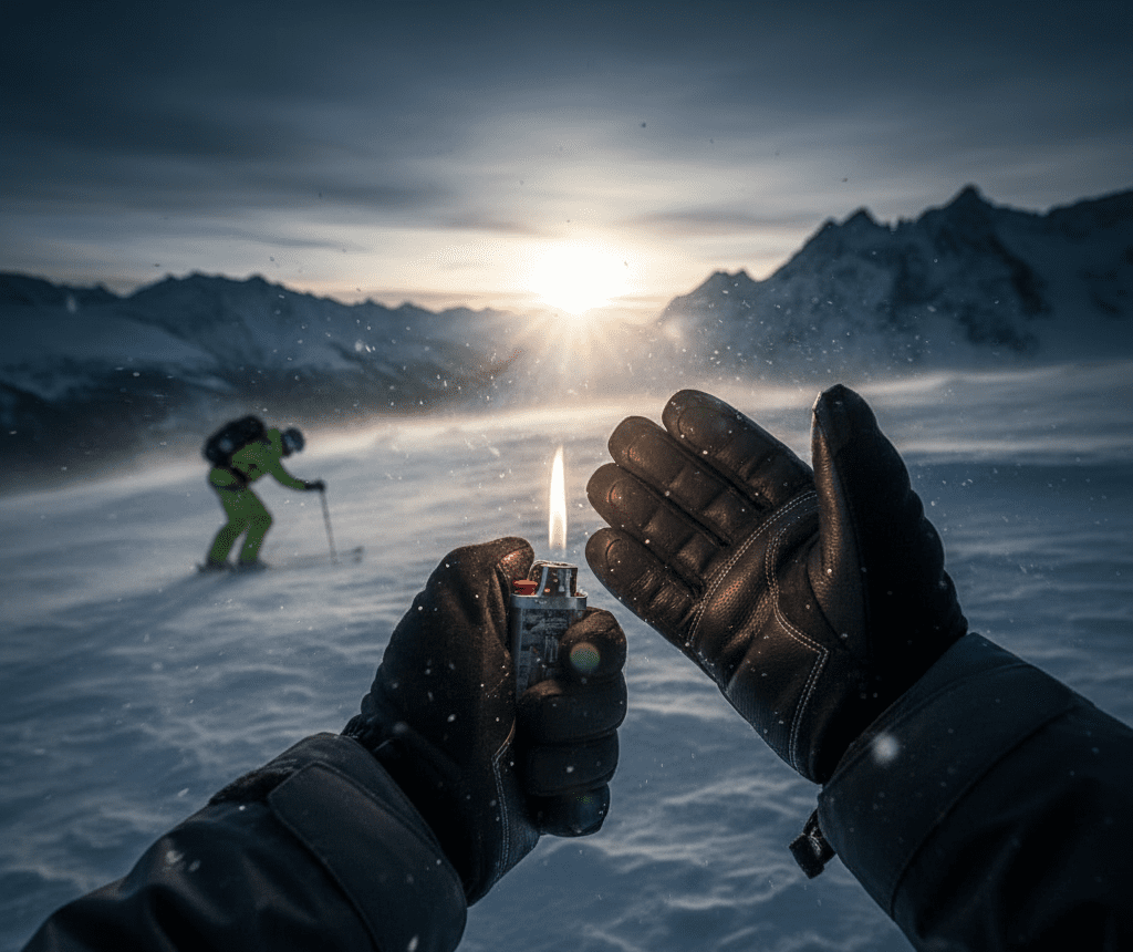 Testing windproofing of ski gloves to prevent heat loss