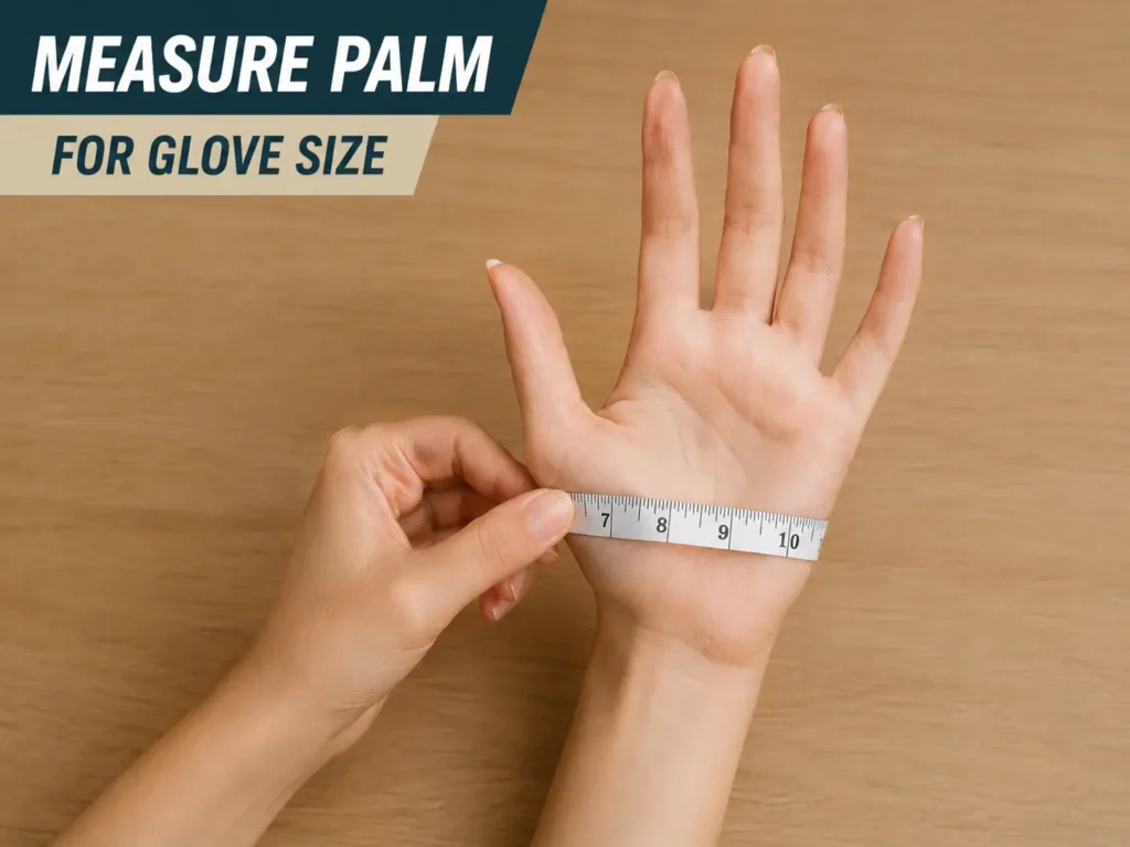 Measuring palm circumference for ski glove sizing