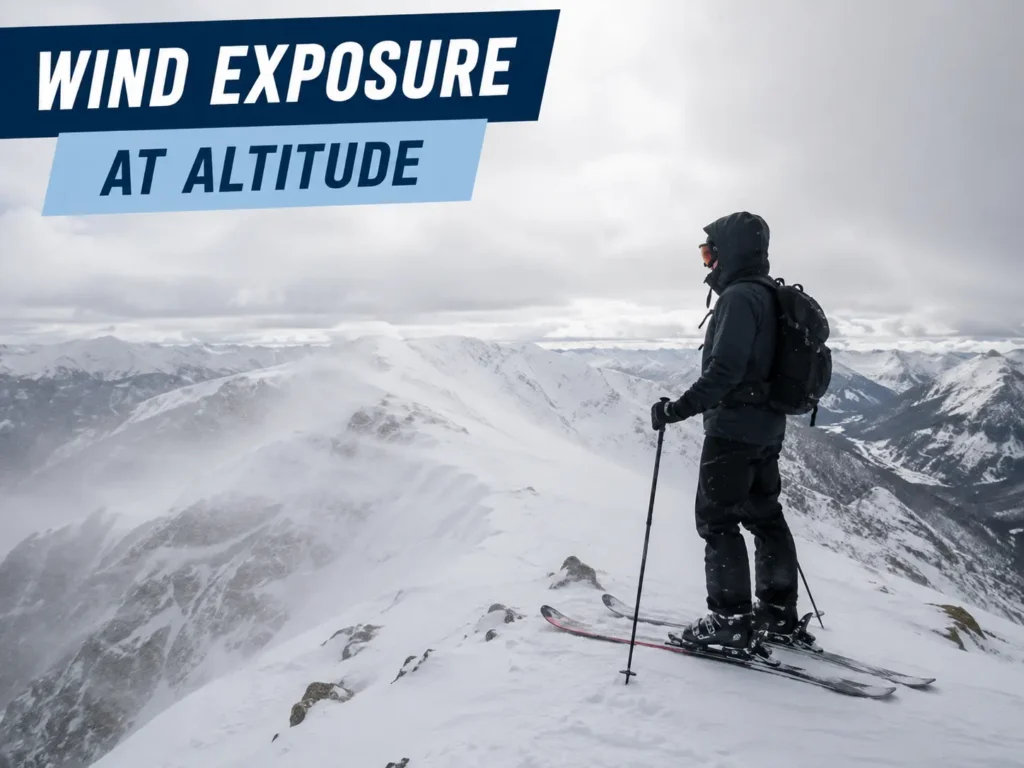 Wind exposure at altitude while skiing