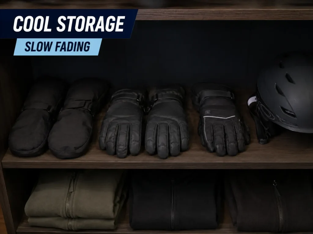 cool dark storage to slow ski glove fading