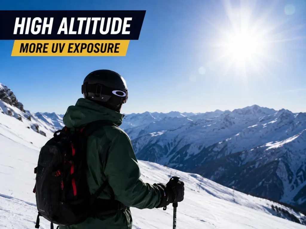 high altitude UV exposure skiing sun glare