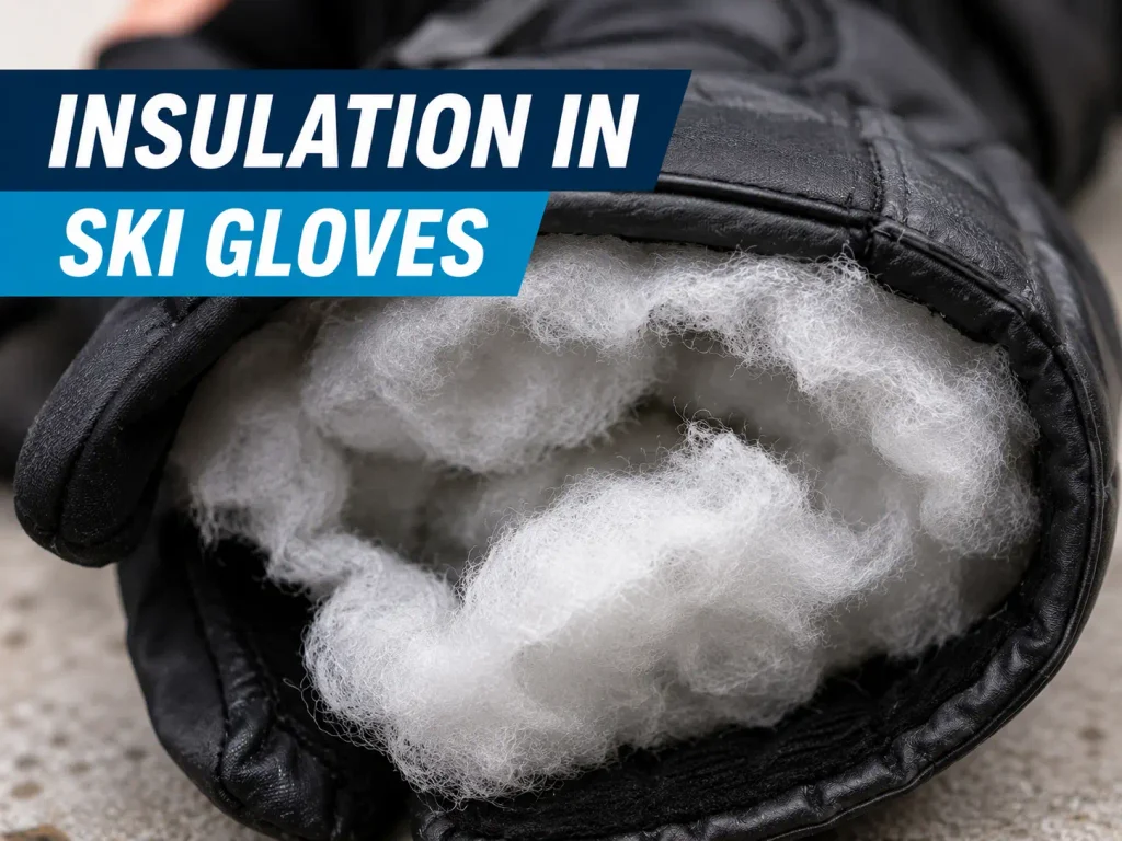 how insulation works in ski gloves — close-up of synthetic fiber lining