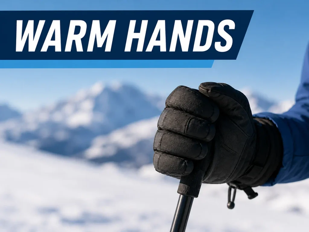 how to keep hands warm when skiing - skier griping pole