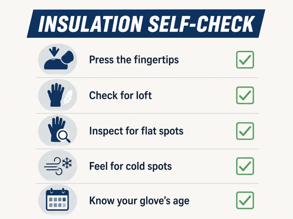 icon checklist for testing ski glove insulation