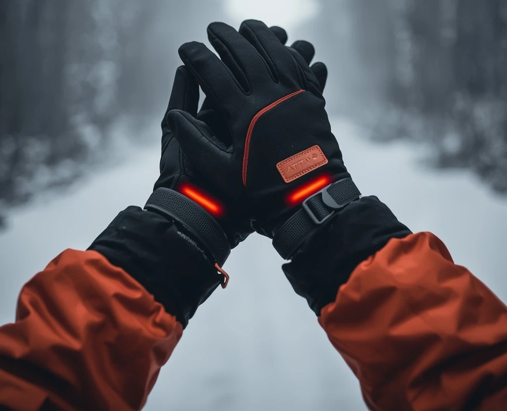Heated ski gloves keeping hands