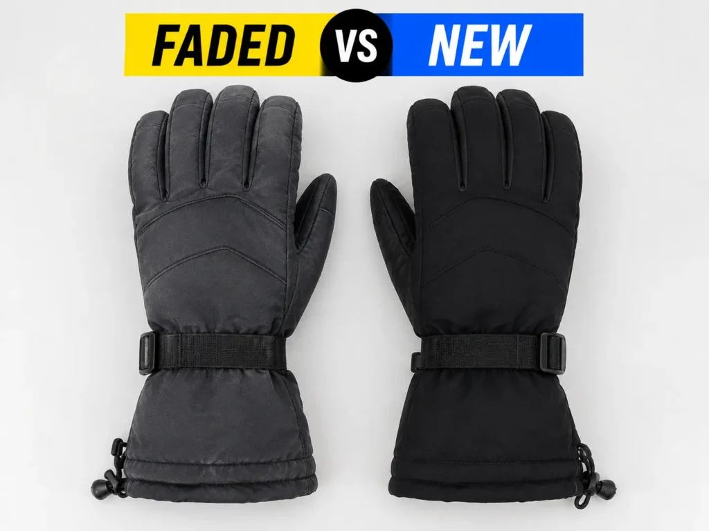 ski glove color fading comparison synthetic shell