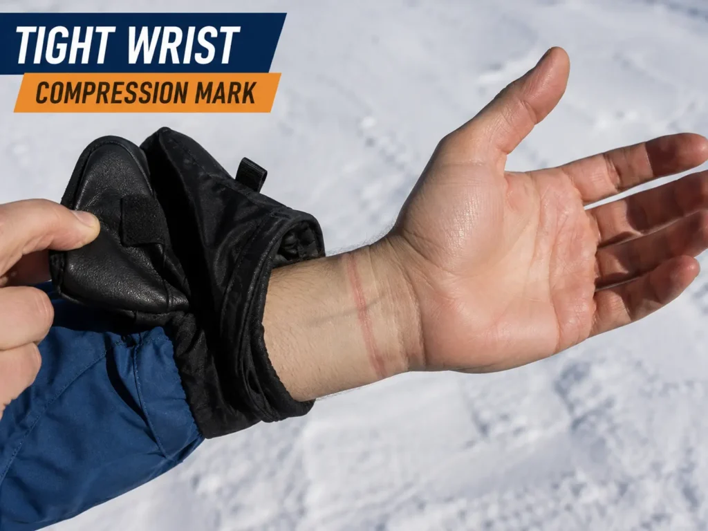 tight ski glove wrist compression mark