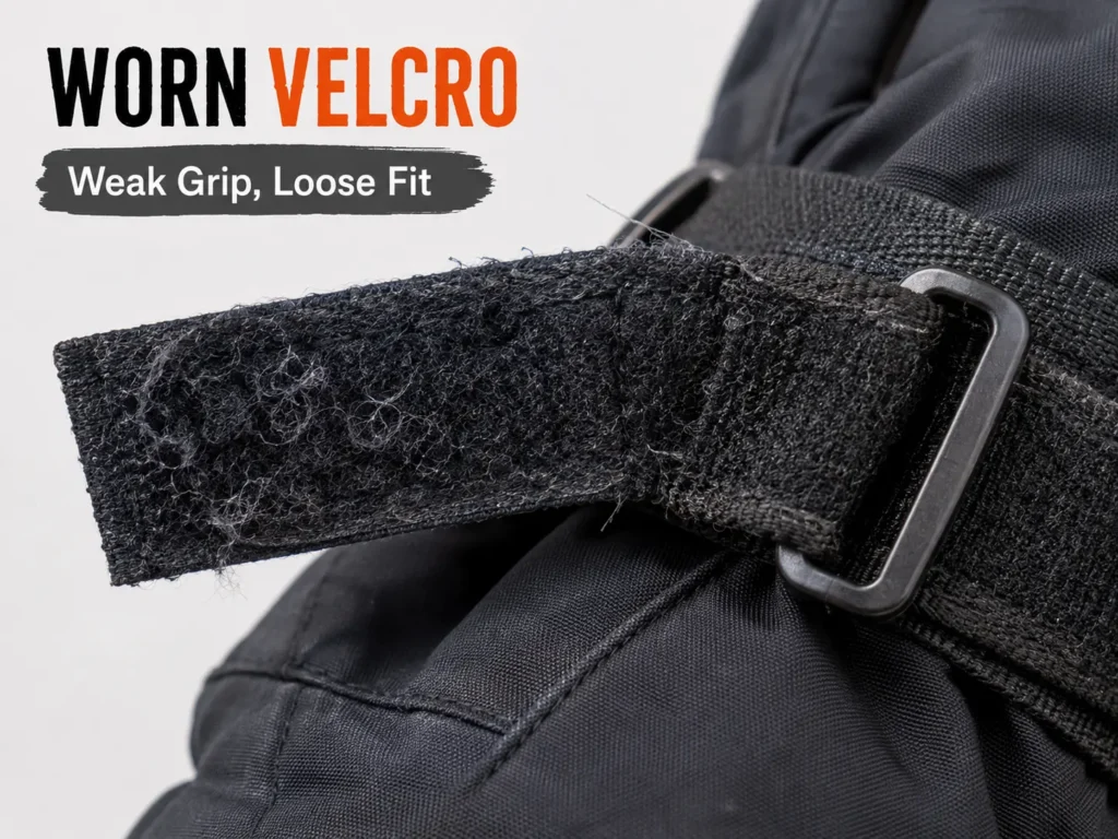 Worn Velcro strap causing a loose ski glove wrist fit