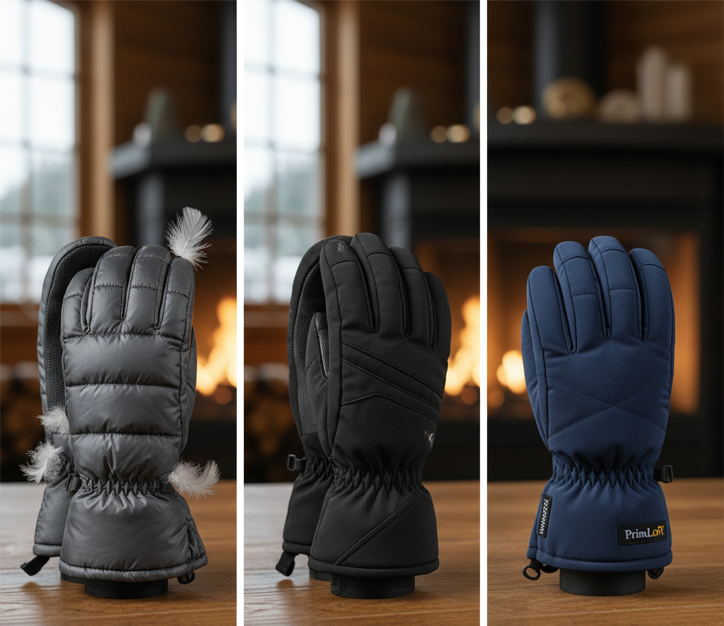 down vs synthetic vs PrimaLoft gloves