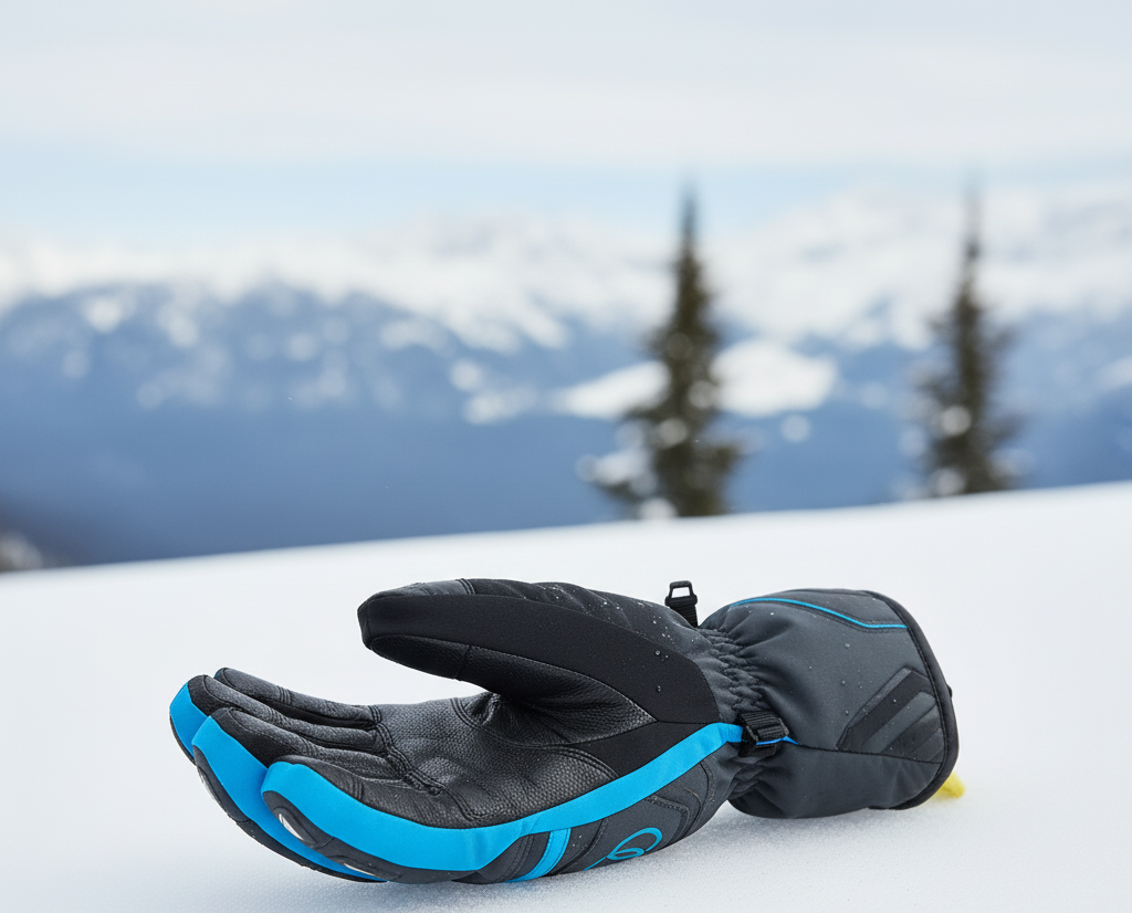 Pre-curved pro ski gloves showing natural hand position