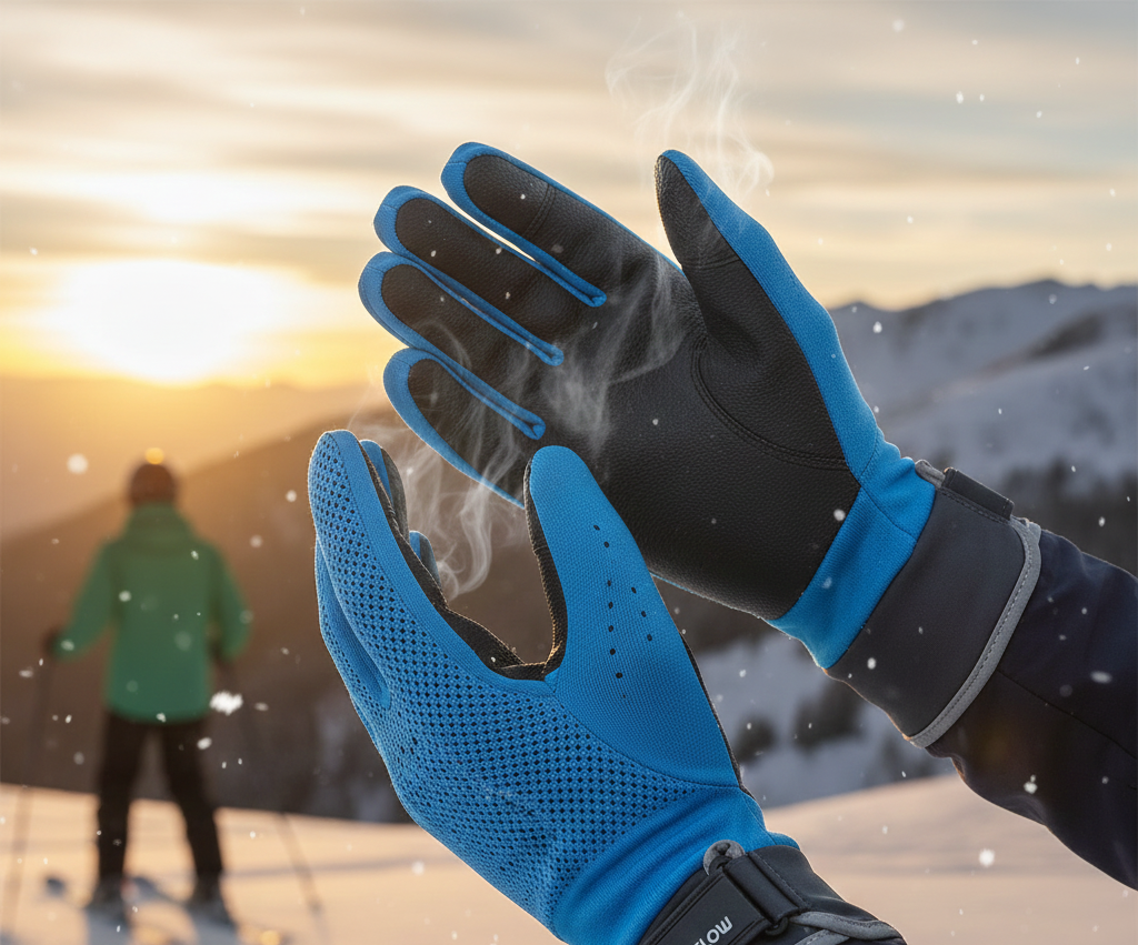 Lightweight ski gloves reducing hand sweat