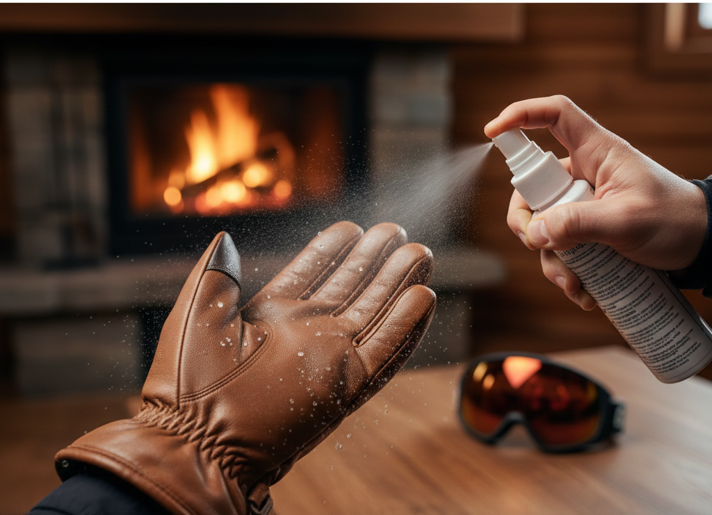 apply waterproofing to keep ski gloves soft