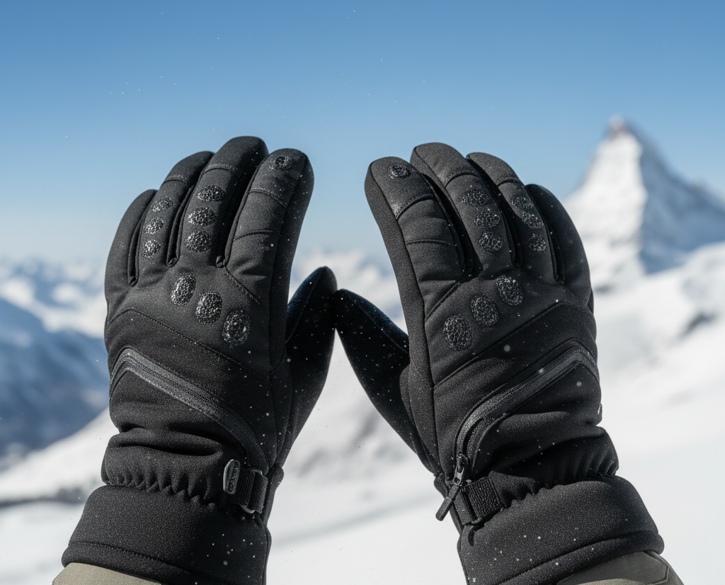 Ski gloves with breathable vents and airflow panels
